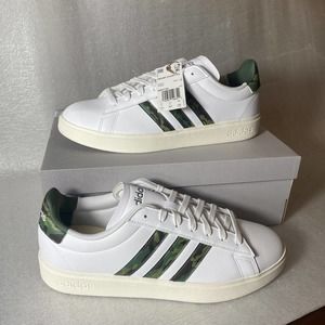 NIB adidas Grand Court 2.0 Men's 11.5 White Green Camo Casual Shoes GW7170